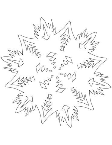 Snowflake With Abstract Pattern Coloring Page